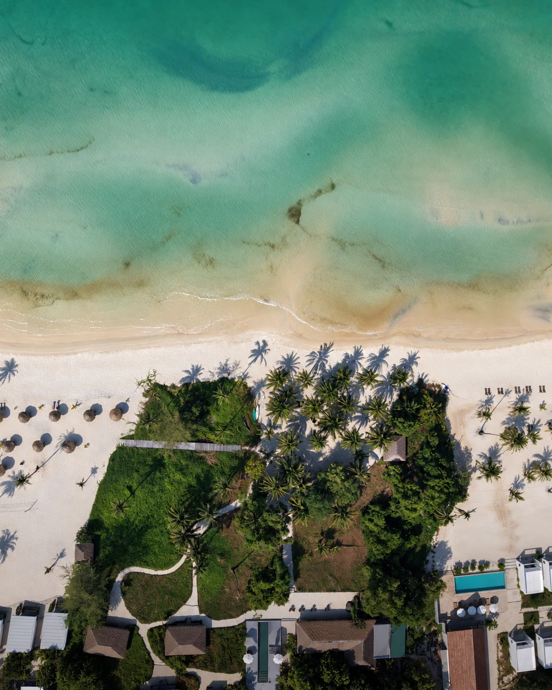 Aerial view of the beach at Tamu, Koh Rong