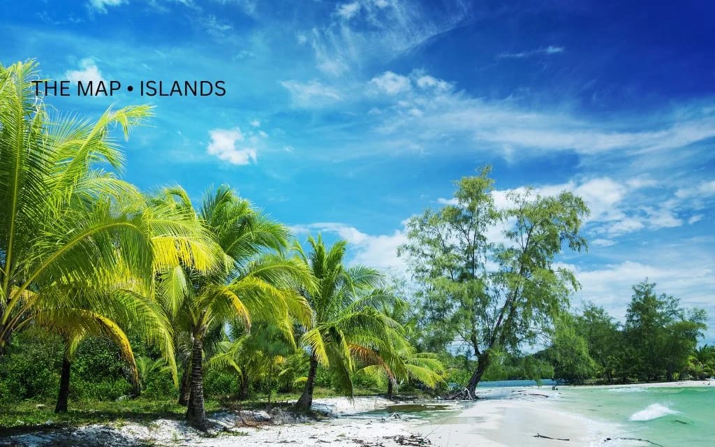 Tropical beach photograph illustrating the comparison of three Cambodian islands
