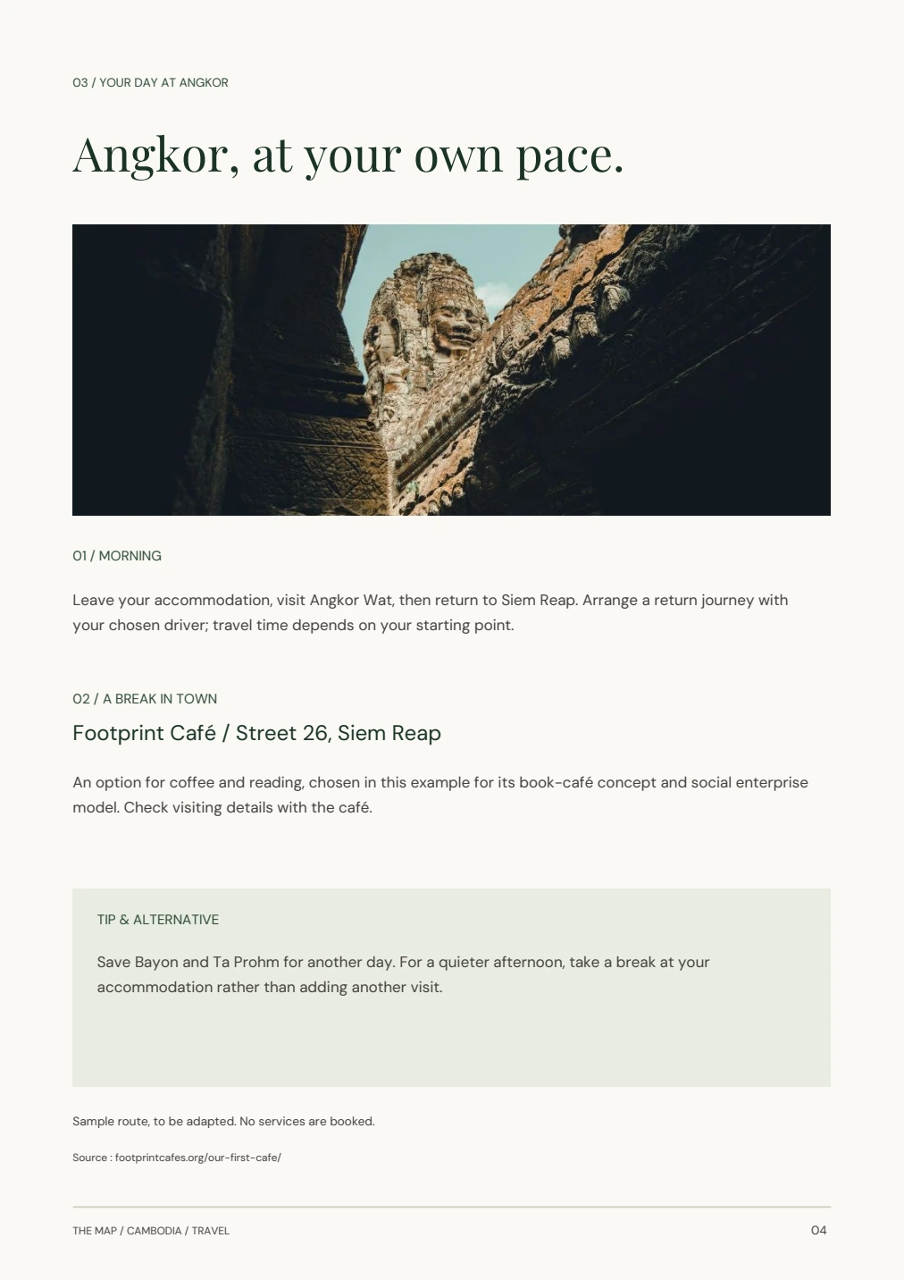 PDF page: an Angkor day, a selected place and advice